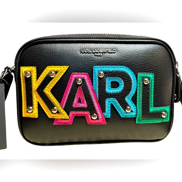 Karl Lagerfeld Paris NWT Black Small Monogram Camera Style Crossbody Bag  (P037) - Picture 3 of 12